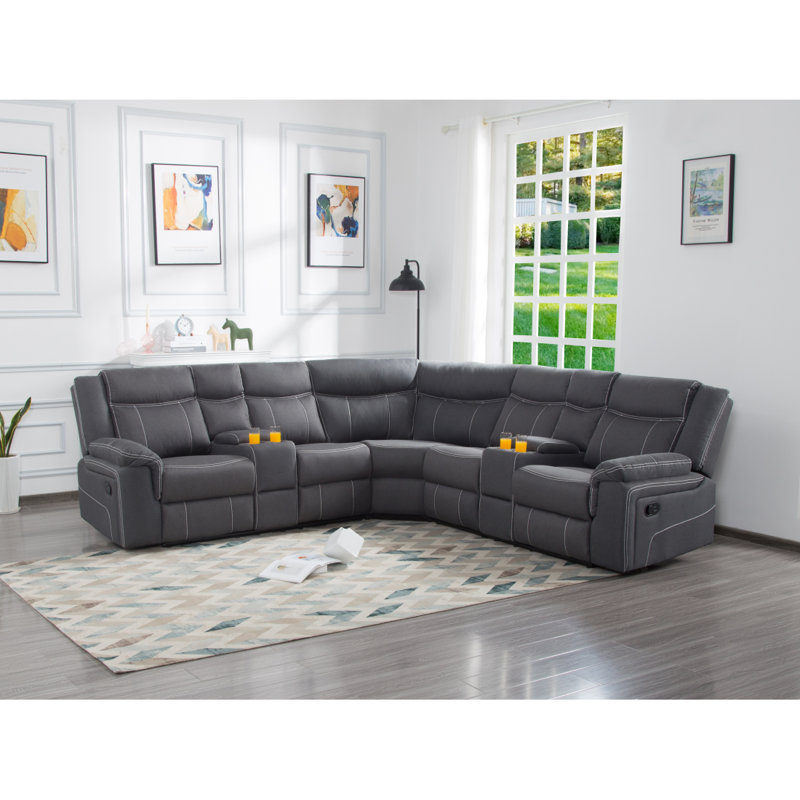 Canapé modulaire inclinable manuel moderne de 109,4 po Modern, Gris