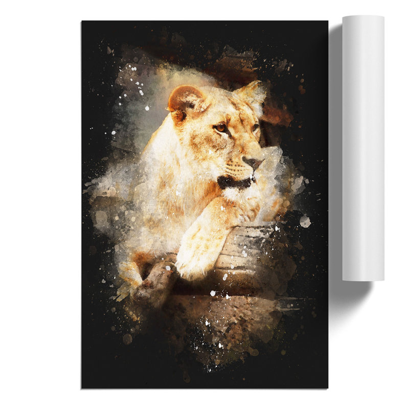 Lioness Paint Splash - Frameless Print, 84cm H x 59cm W x 0.1cm D