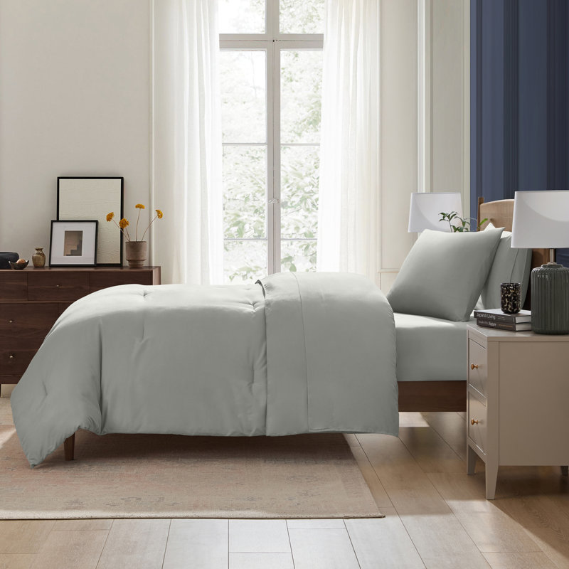 Soft Microfiber 5 Piece Comforter Set with Sheets, London Fog, Twin Comforter + 4 Additional Pieces