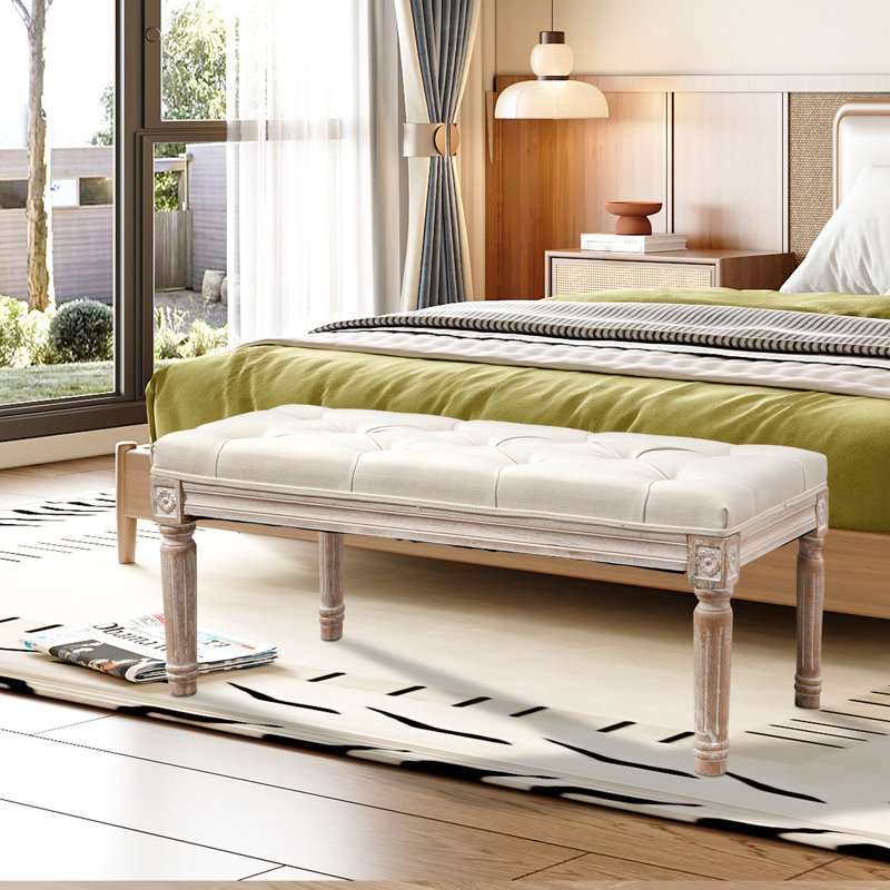 Polyester Blend Upholstered Bench