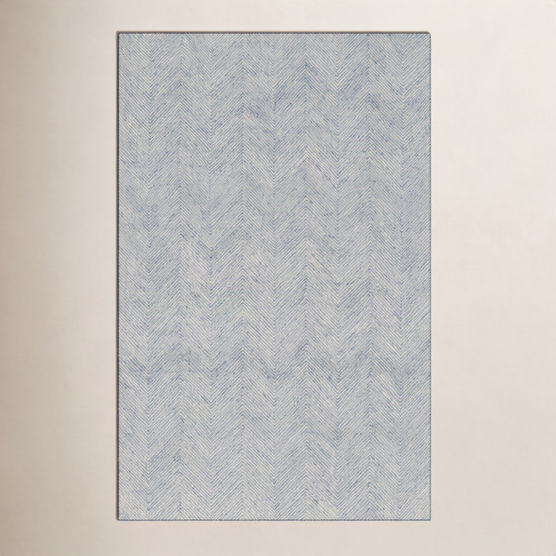 Wheaton Hand Tufted Wool Chevron Area Rug, Rectangle 5' x 8'