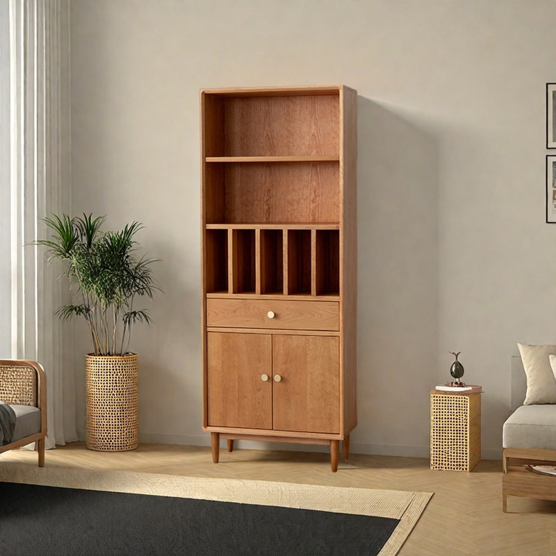 Bibliothèque standard en bois massif Needham H 66,93 "x l 27,56", Cerisier