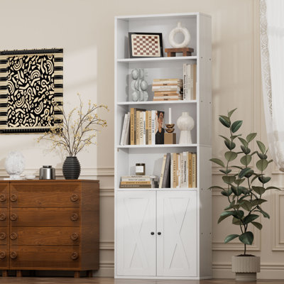 Aillee 70.9"H Open Storage Bookcase with Doors
