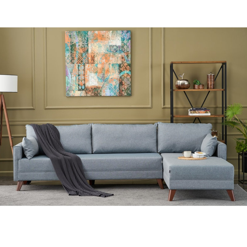 Wolbach 108.3" Wide Sofa & Chaise, Blue, Right Hand Facing