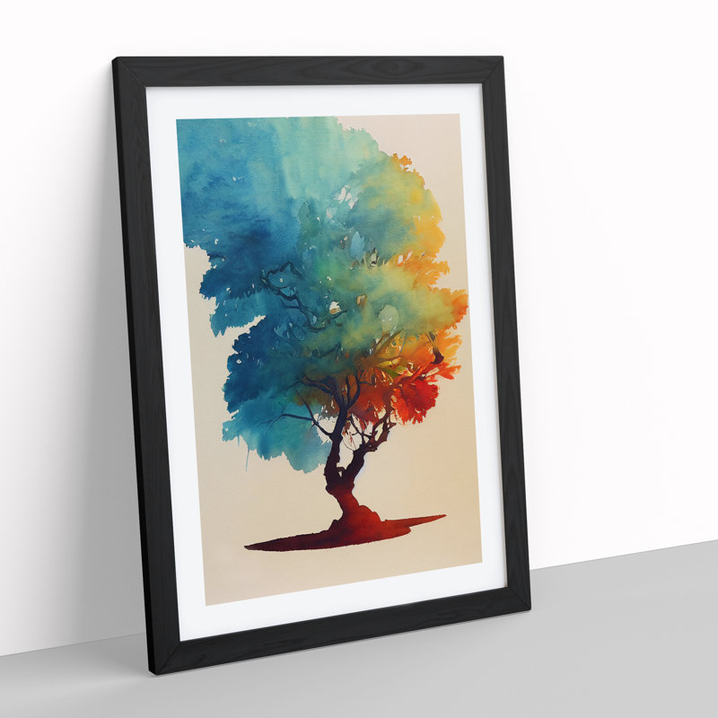 Water Paint Tree No.2 - Single Picture Frame Painting, Black, 64cm H x 46cm W x 2cm D