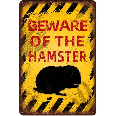 Vintage Hamster Metal Sign Beware of Hamster Aluminum Sign Funny Beware Animal Decor 12"x8" Inch