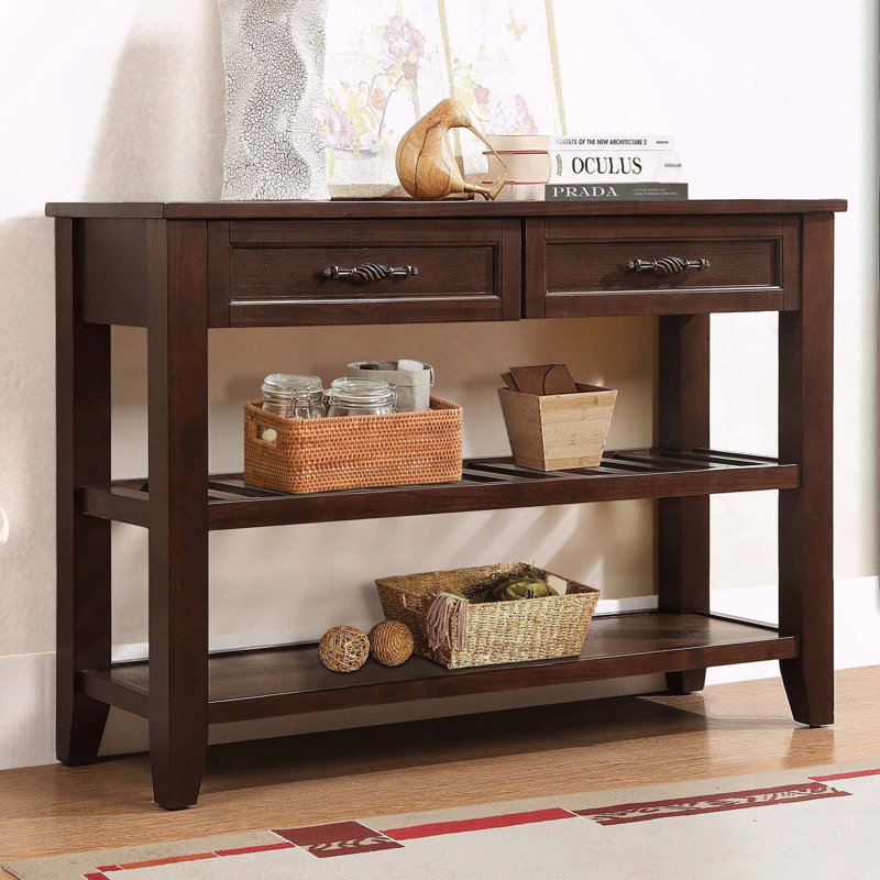 Console Mid-Century avec 2 tiroirs et 2 tablettes