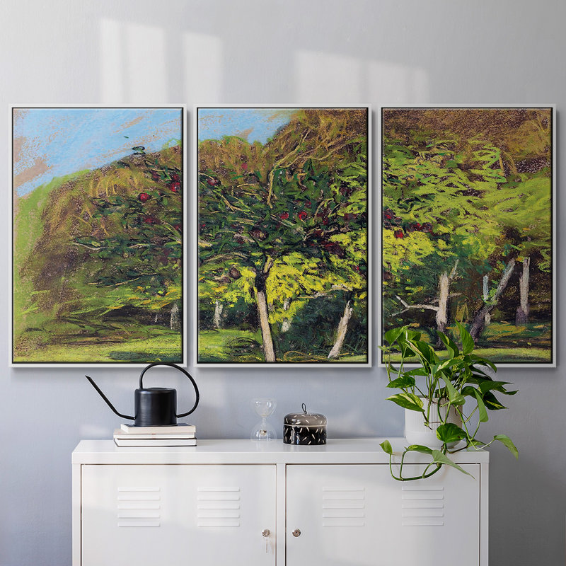 Arbres fruitiers, 1865, 3 pièces, H 24 po x l 48 po x P 2 po, Blanc