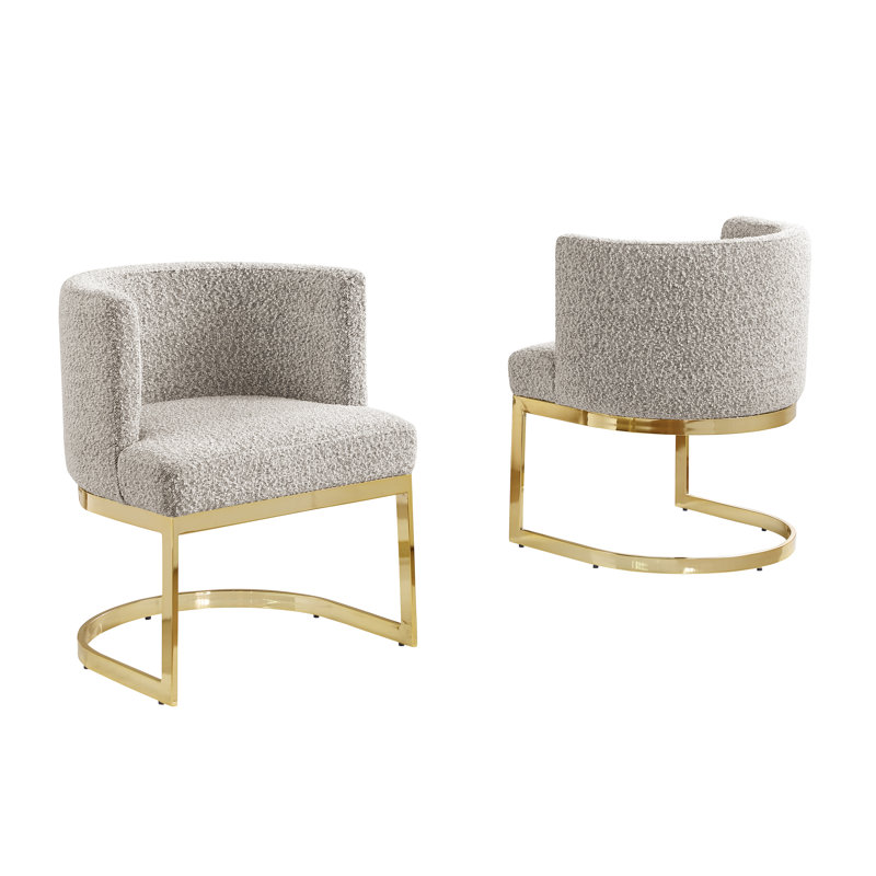 Single Side Chair With Sled Base, Gray, Gold