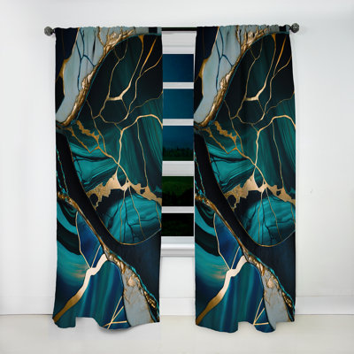 Keziah - Abstract Geode Green I - Modern Curtain - Velvet Room Darkening - 1 panel