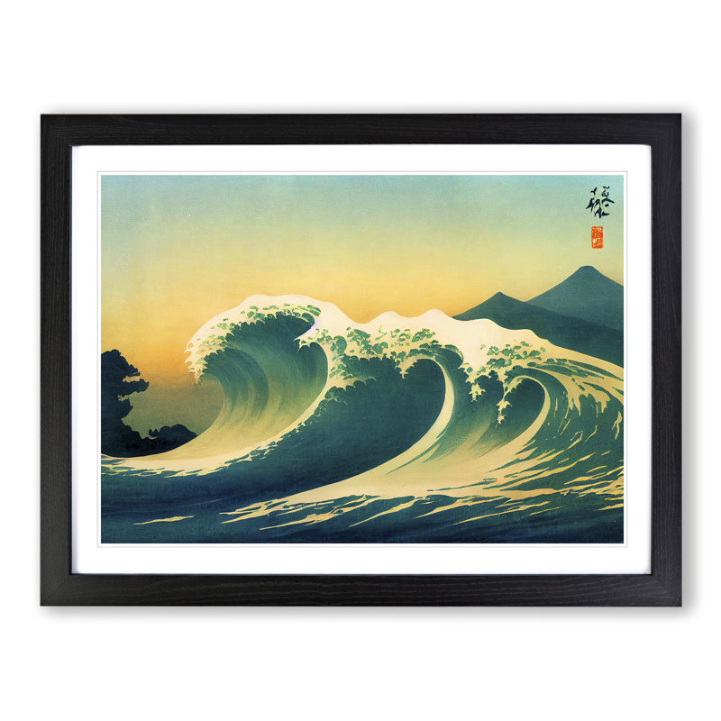 Traditional Japanese Wave Vol.1 - Single Picture Frame Print, 34cm H x 46cm W x 2cm D, Black Framed