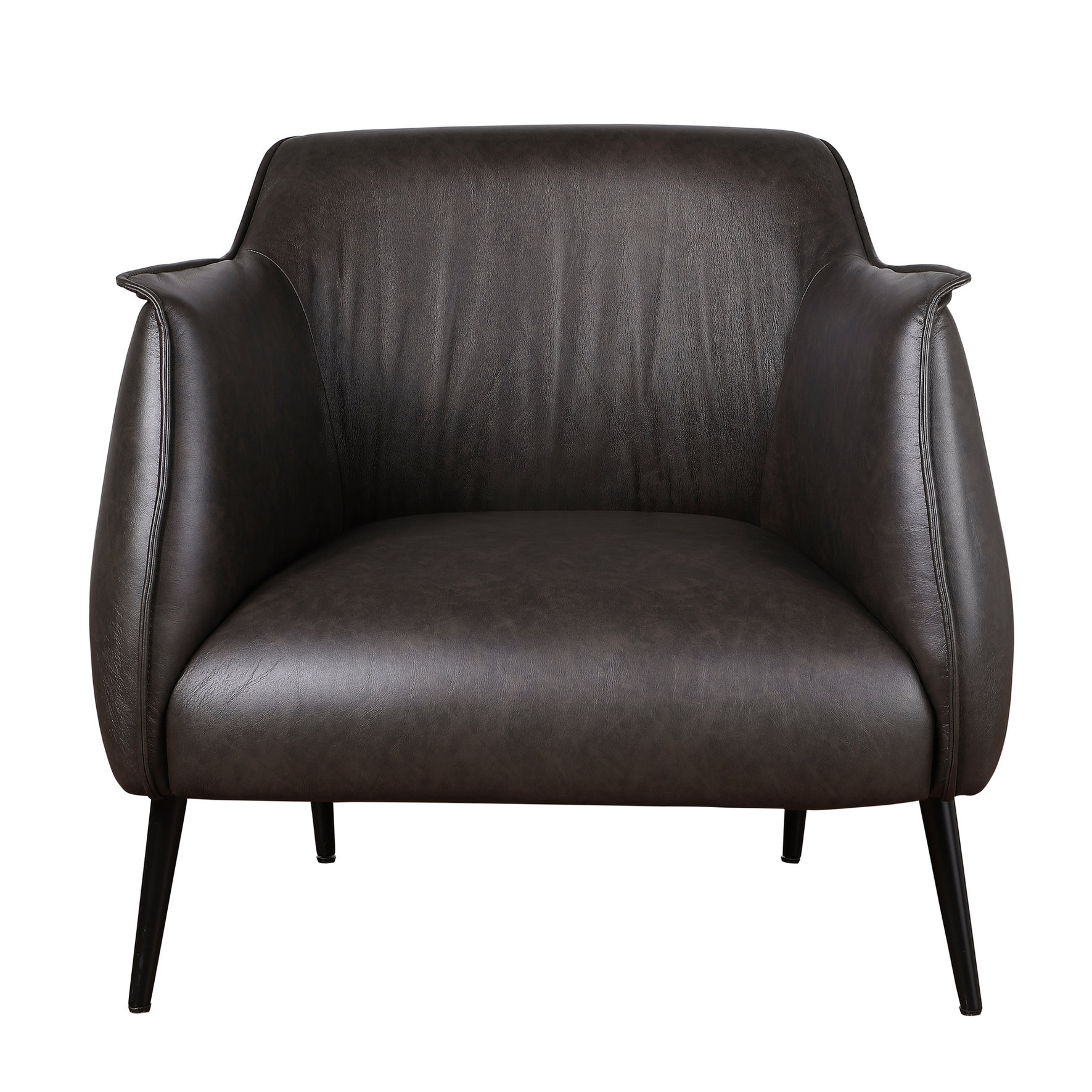 Corrigan Studio® Luxury Brown Leather-like Chair, Metal Legs, Living ...