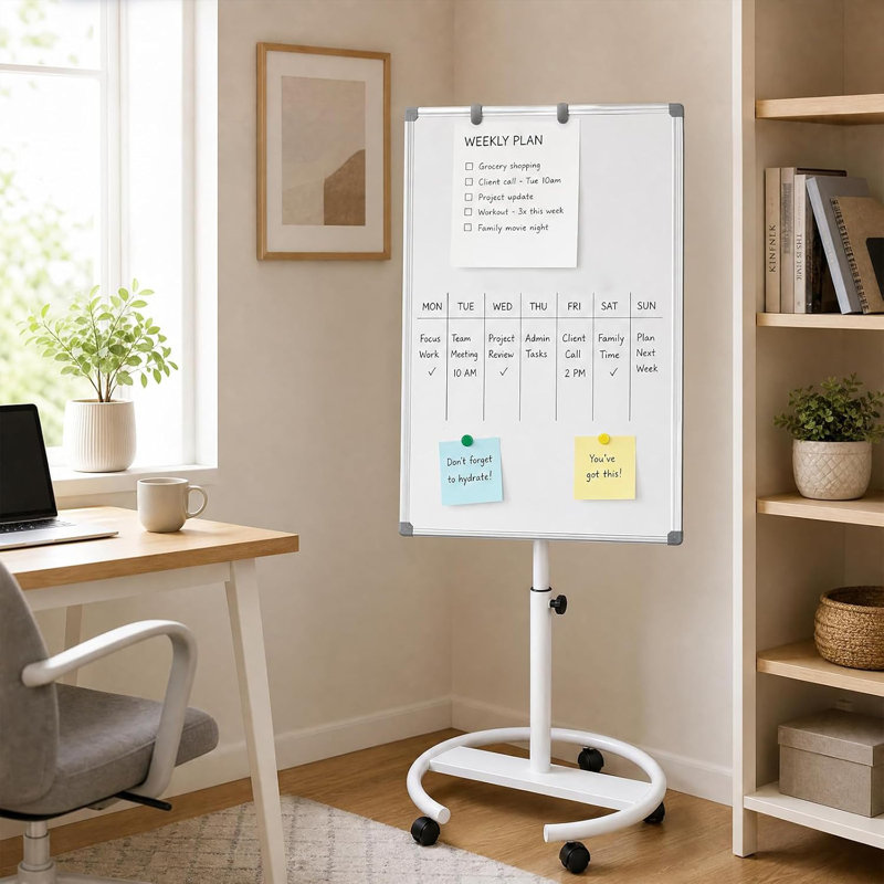 Magnétique tableau blanc roulant, roues à hauteur réglable effaçables à sec