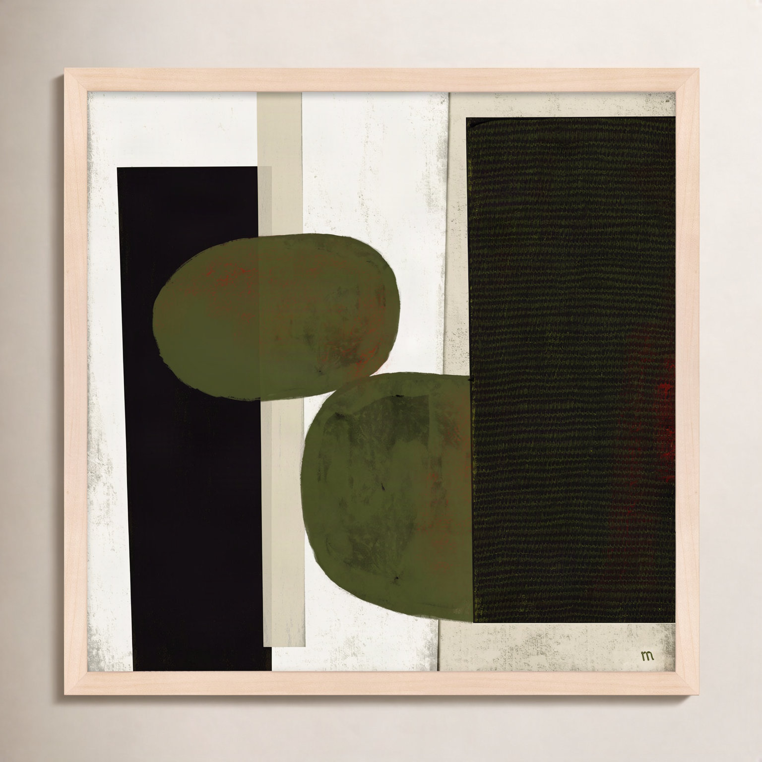 Collage 1 by StudioM, 16" H x 16" W x 1.25" D, Maple Framed Paper