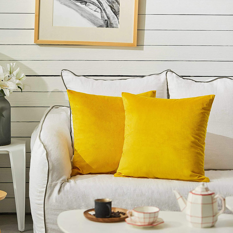 Square Pillow Cover, 16" x 16", Gold Yellow