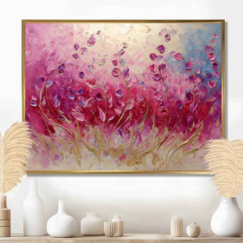 Jamerson - Floral Wall Art, H 16 po x l 32 po, Doré, Floater Framed
