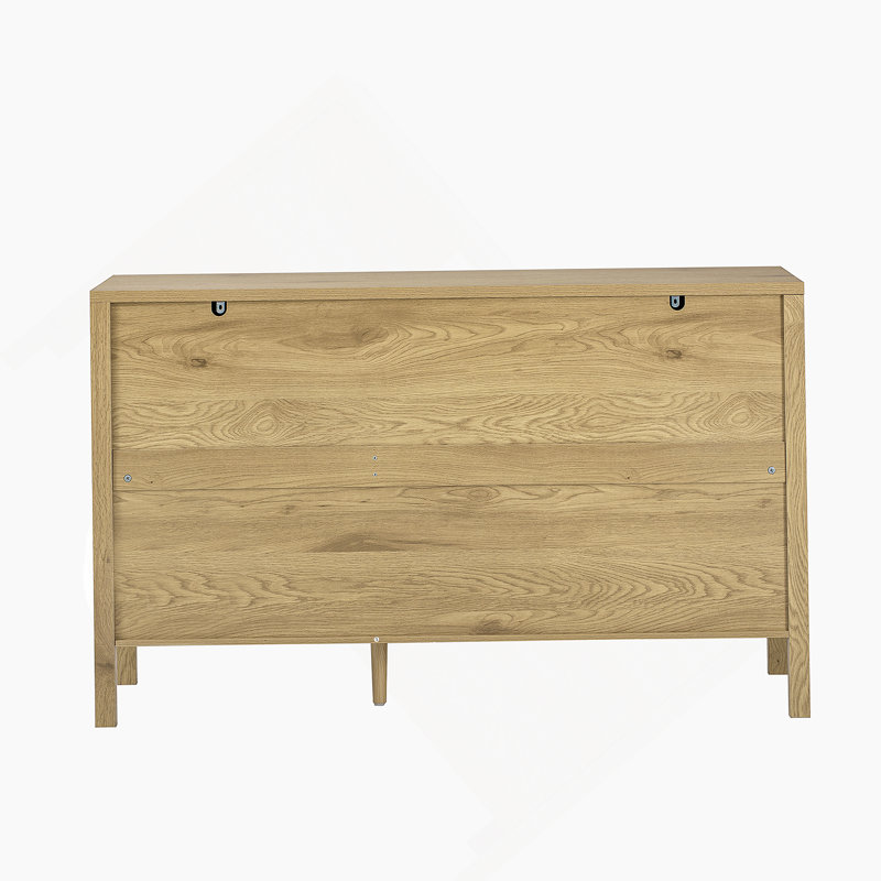 Buffet avec 3 tiroirs, armoire de rangement avec crochets pour le salon, le vestibule, le couloir., Natural