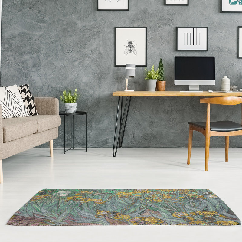 Tapis vert/jaune irises chenille, Rectangle 3 pi x 5 pi