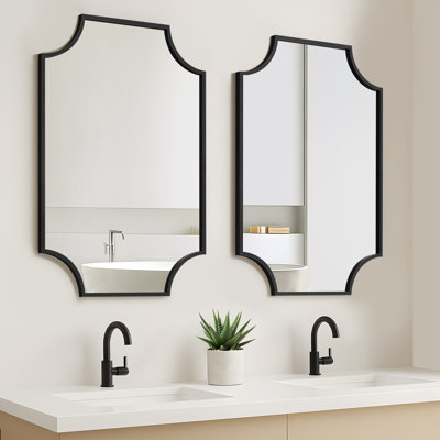 Modern Matte Black / Gold Vanity Mirrors, Bathroom Wall Mirrors