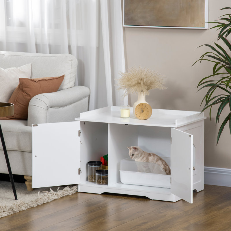 Meuble pour chat caché avec rangement Tucker Murphy, Blanc