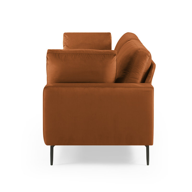 Etta 214.1Cm Velvet Square Arms Sofa, Curry Velvet