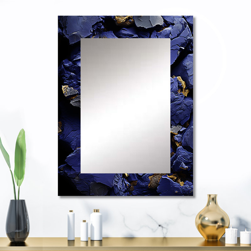 Sapphire Serenade, collage abstrait - miroir abstrait, collage mural, art mural, 32 po x 24 po