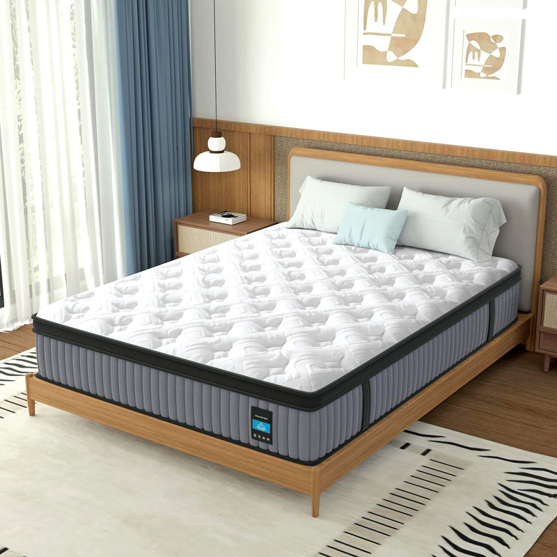 14 Inch King Hybrid Mattress, Memory Foam & Pocket Spring Bed, Cooling Ergonomic Mattress for Pressure Relief, Back & Hip Support