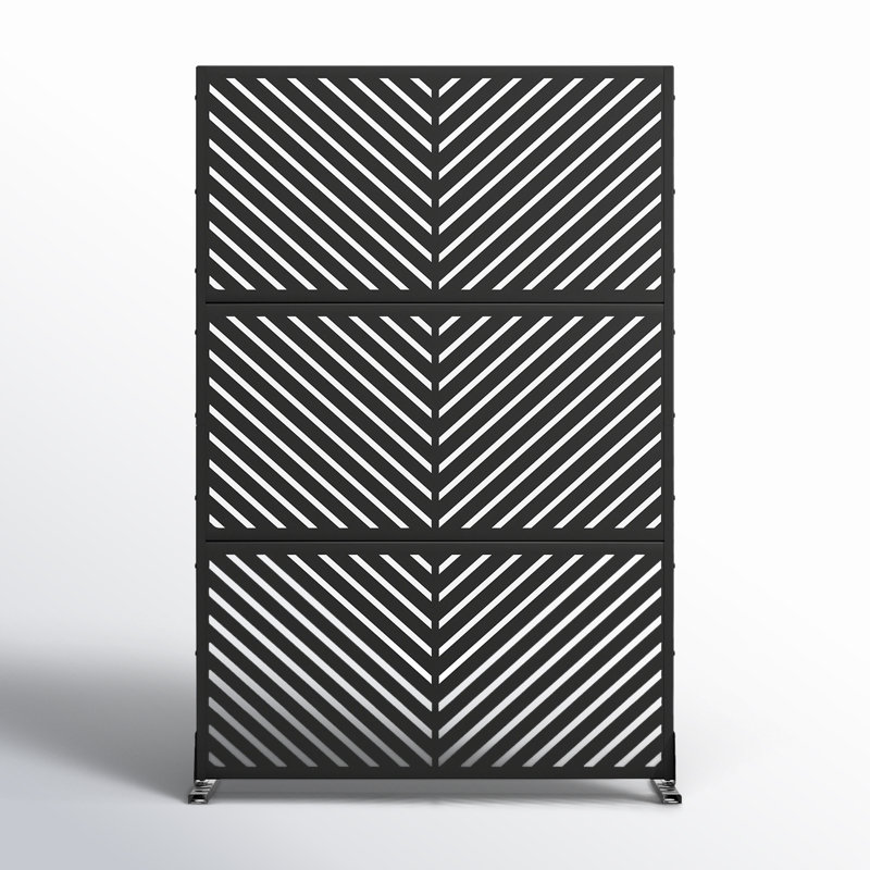 Harmon 4 ft. W Laser Cut Metal Privacy Screen, Black
