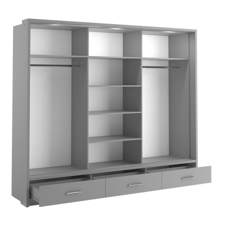 Axl 3 Door Manufactured Wood Wardrobe, Grey