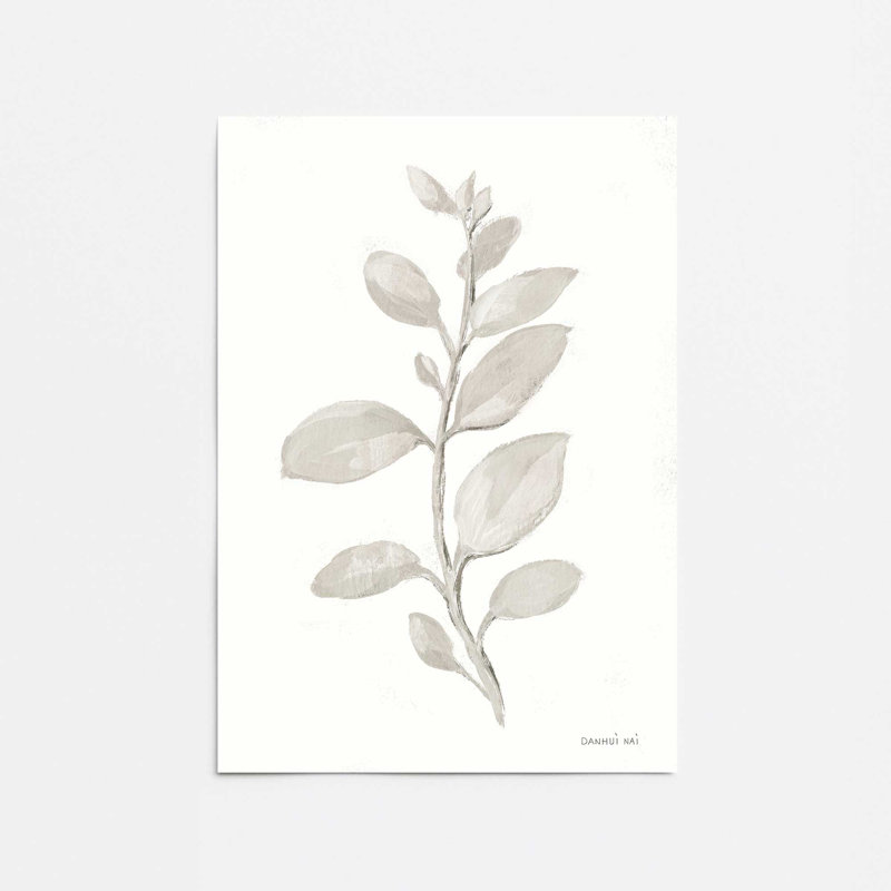 Élégant imprimé feuilles grises II, H 24 po x l 18 po, Impression sans cadre