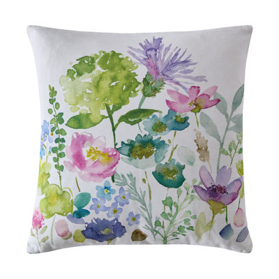 Floral White Square Cushion