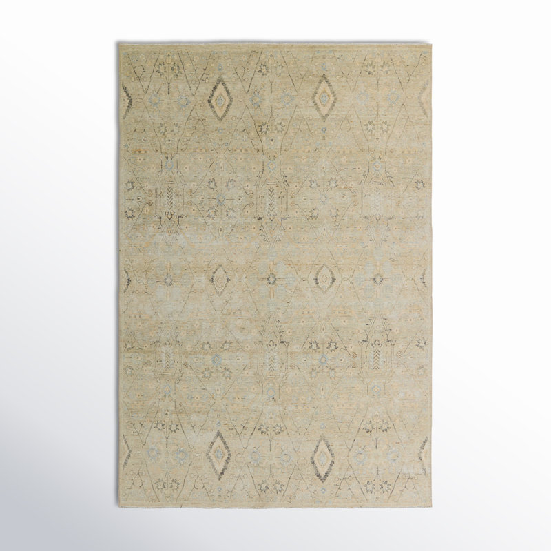 Ellett Moroccan Area Rug in Green/Blue, Rectangle 5' x 8'