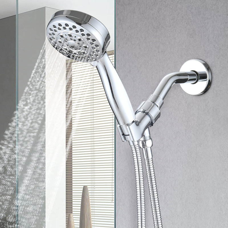 Handheld Shower Head With 5 Spray Modes, High , Abs Made Adjustable Settings, ,, Chrome