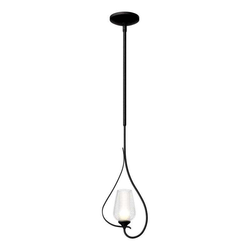 Luminaire suspendu géométrique à 1 lumière Flora, Verre opale, Noir