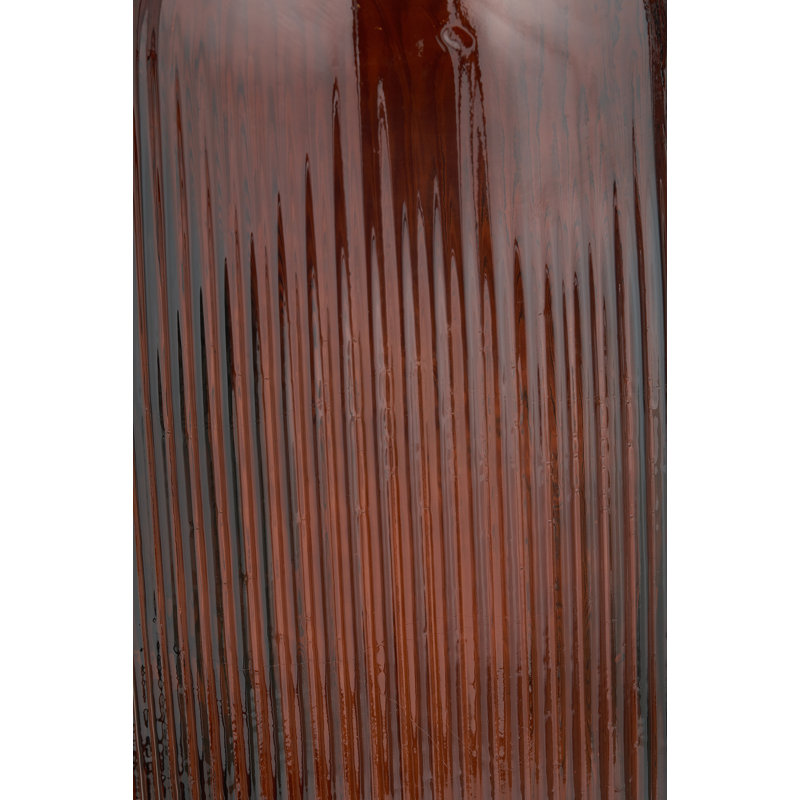 Recycled Glass Ribbed Vase Tall, Brown