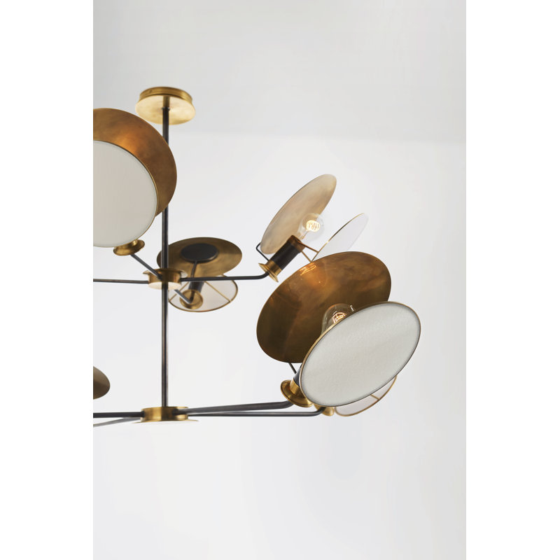 Thomas O'Brien Osiris Large Reflector Chandelier, Bronze/Hand-Rubbed Antique Brass, 21.5" H x 54" W x 54" D