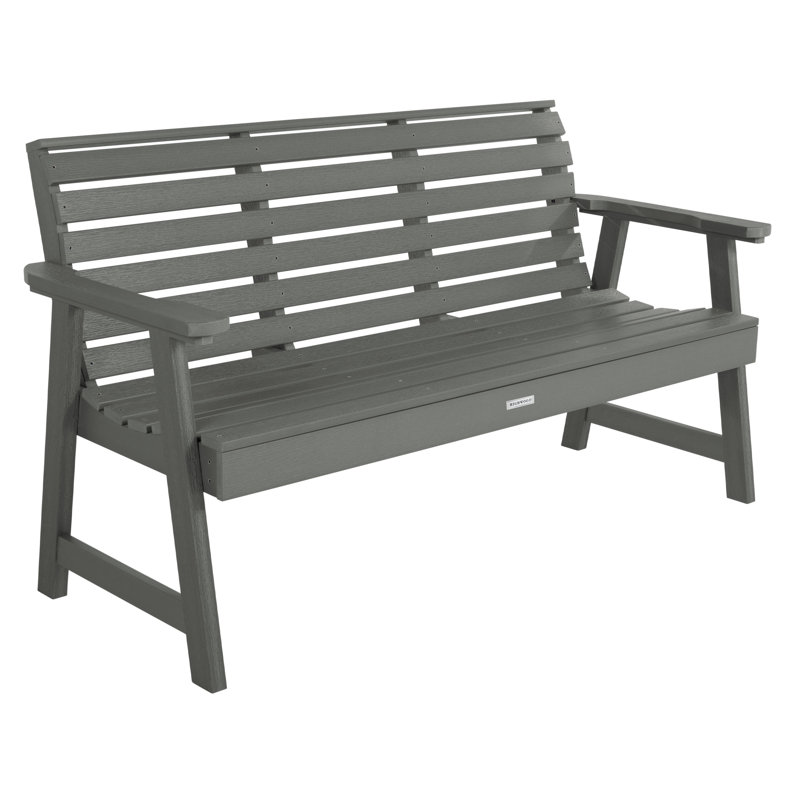 Midwest Plastic Outdoor Bench, Coastal Teak, 35" H x 64" W x 25" D