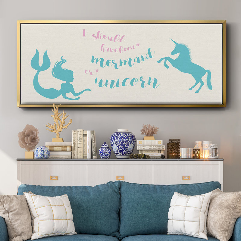 Mermaid Unicorn - toile encadrée, H 20 po x l 50 po