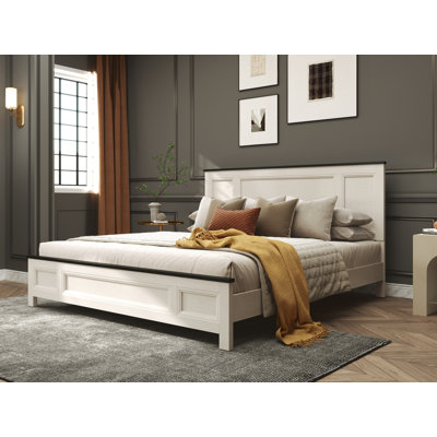 Lit à panneaux Roundhill Furniture Realynn, finition blanc cassé