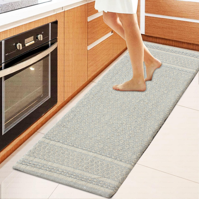 Bralee Geometric Anti-Fatigue Non-Skid Kitchen Mat, Gray