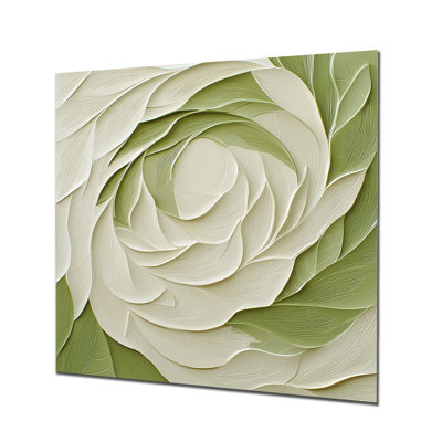 Abstract White Green Eclipse Of A Rose - Floral Metal Wall Art Decor, Rose Metal Print