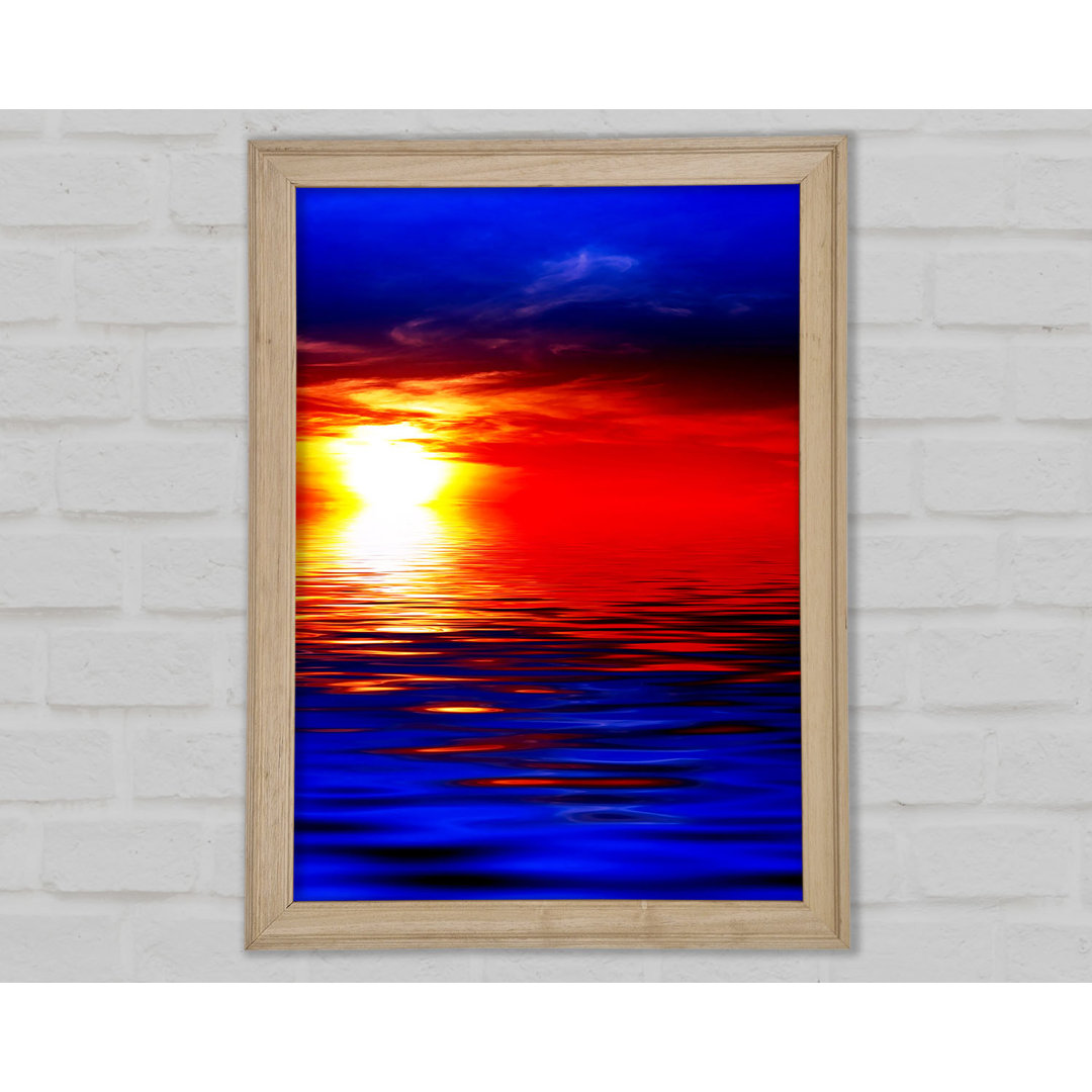 Gerahmtes Leinwandbild Electric Blue Ocean Sunset