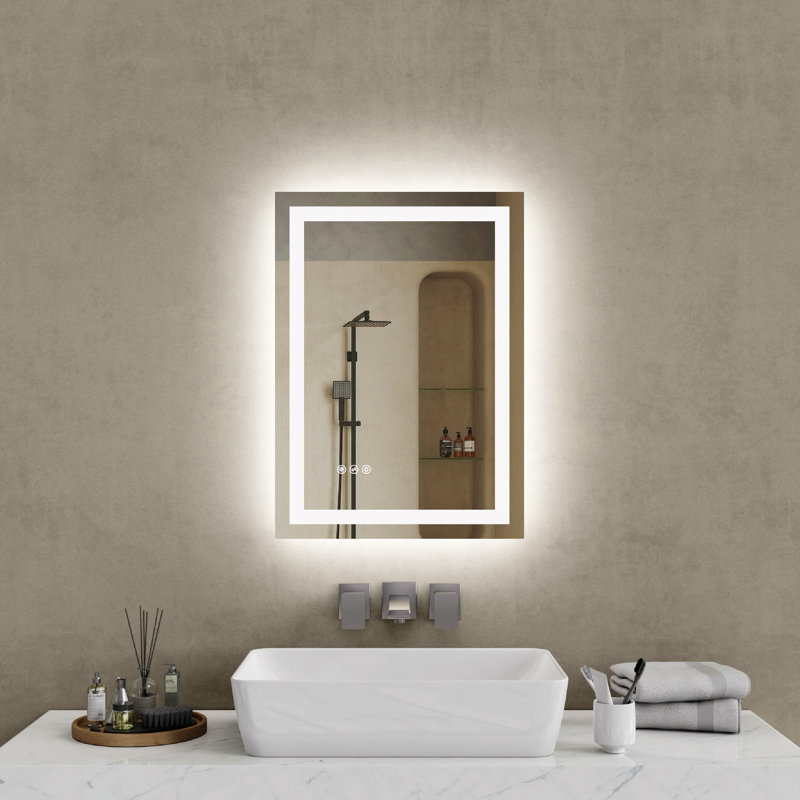 Miroir à DEL à intensité variable de style moderne pour salle de bain