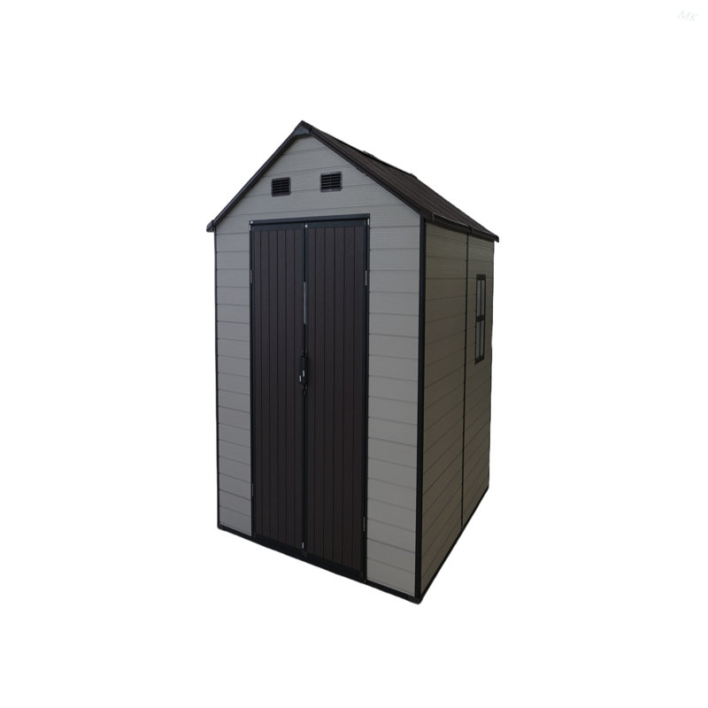 8X8x7.6FT Outdoor Resin Storage Shed With Windows, Strong Aluminum Frame & Floor For Garden, Backyard Organization (White+Brown)