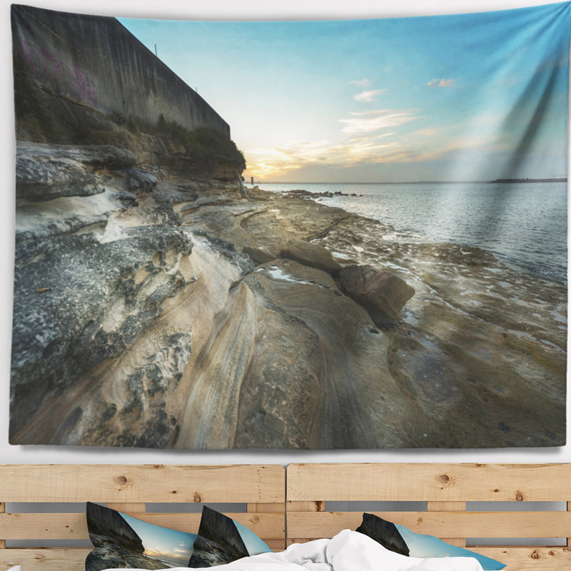 Tapisserie de plage seascape rocky sydney, H 32 po x l 39 po