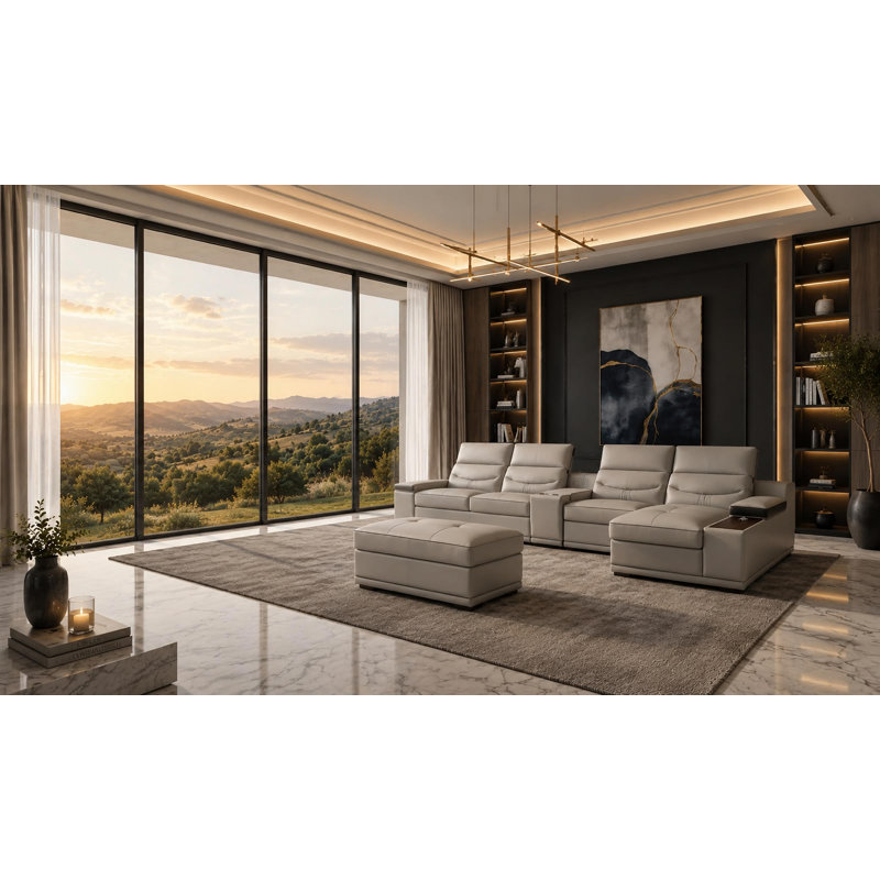 Canapé modulaire en cuir véritable Arlet