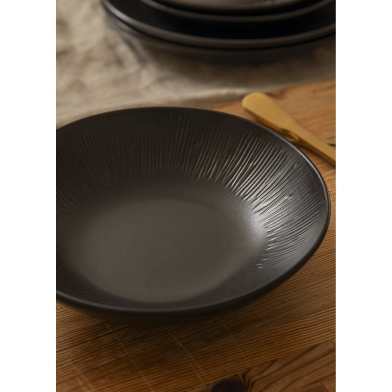 Mikasa Jardin Midnight Stoneware Pasta Bowl Set, Black
