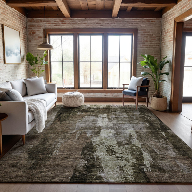 Tapis moderne lavable à la machine de qualité supérieure Dahl AMF1077, Rectangle 2 pi 6 po x 3 pi 10 po