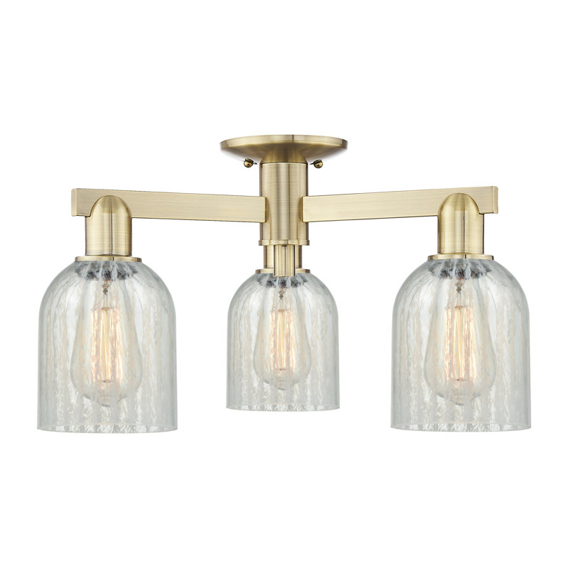 Arcadia - Mathilda - 3 Light Semi-Flush Mount with Mouchette Shade, Mouchette, Antique Brass