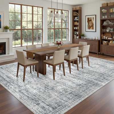 Non-Slip Washable Stain Resistant Area Rug For Living Room Bedroom Dining Room - Grey 8'X10'